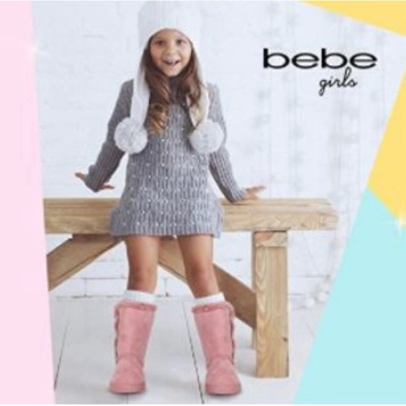 EUC Girls Size 3 Hot Pink Sequin High Top w/ Rainbow Bow Hightop, Bebe Boot +Bow - Picture 11 of 14